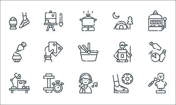 Iconos Línea Tiempo Libre Conjunto Lineal Conjunto Línea Vectores Calidad — Vector de stock