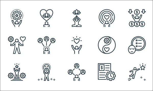 Línea Equilibrio Vida Laboral Iconos Conjunto Lineal Conjunto Línea Vectorial — Vector de stock