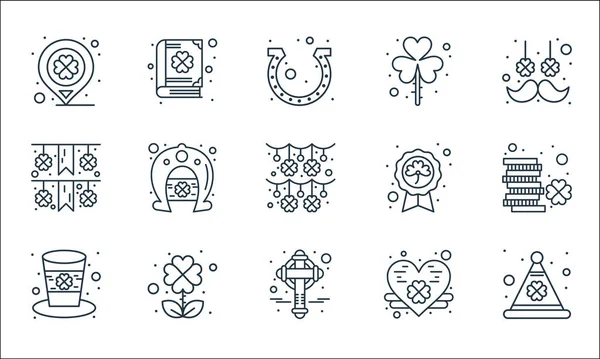 Saint Patrick Line Icons Linear Set Quality Vector Line Set — Stock Vector