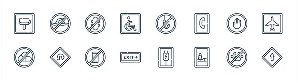 Signals Prohibitions Line Icons Linear Set Quality Vector Line Set — Stock Vector