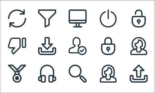 Icônes Ligne Interface Utilisateur Set Linéaire Set Lignes Vectorielles Qualité — Image vectorielle