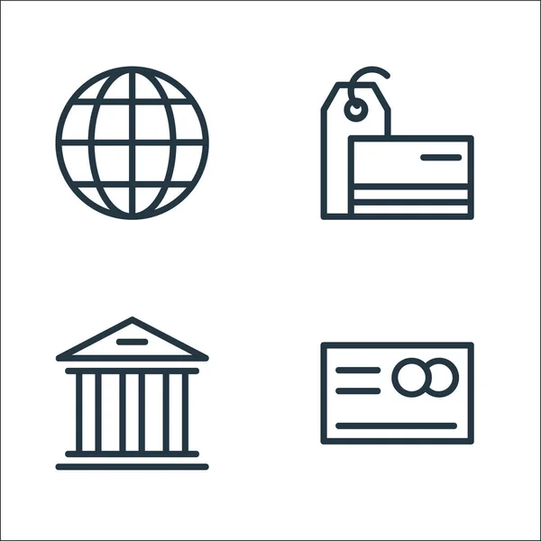 Іконки Банківської Фінансової Лінії Лінійний Набір Якісний Векторний Набір Рядків — стоковий вектор