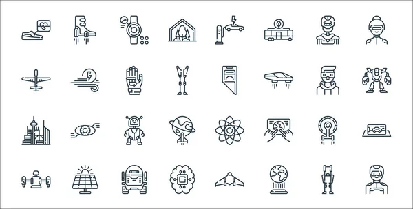 Technology Future Line Icons Linear Set Quality Vector Line Set — Stock Vector