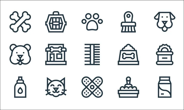 Iconos Línea Tienda Mascotas Conjunto Lineal Conjunto Línea Vectores Calidad — Vector de stock