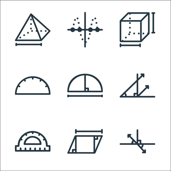 Mathematik Zeilensymbole Lineares Set Qualitätsvektorliniensatz Wie Ecke Raute Lineal Ecke — Stockvektor