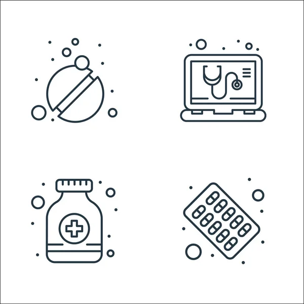 Medical Items Line Icons Linear Set Quality Vector Line Set — Stock Vector