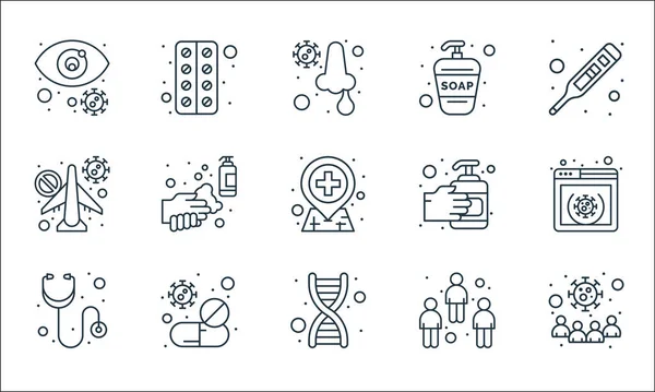 Coronavirus Line Icons Linear Set Quality Vector Line Set Coronavirus — Stock Vector