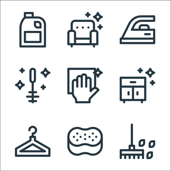 Cleaning Line Icons Linear Set Quality Vector Line Set Rake — Stock Vector