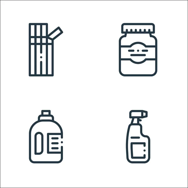 Plastic Products Line Icons Linear Set Quality Vector Line Set — Stock Vector