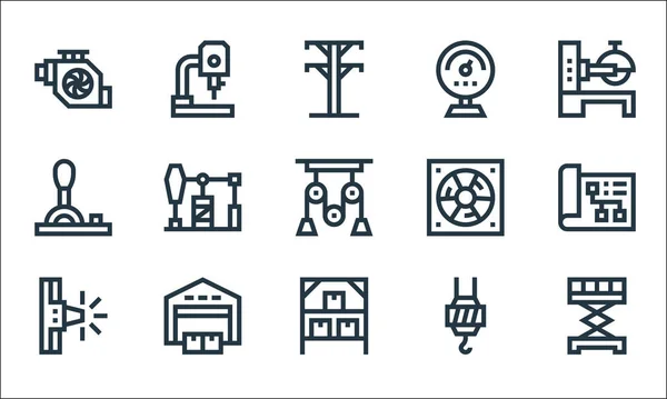 Iconos Línea Proceso Industrial Conjunto Lineal Conjunto Línea Vectores Calidad — Vector de stock