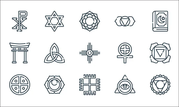 Ikony Linii Symboli Duchowych Zestaw Liniowy Wysokiej Jakości Zestaw Linii — Wektor stockowy