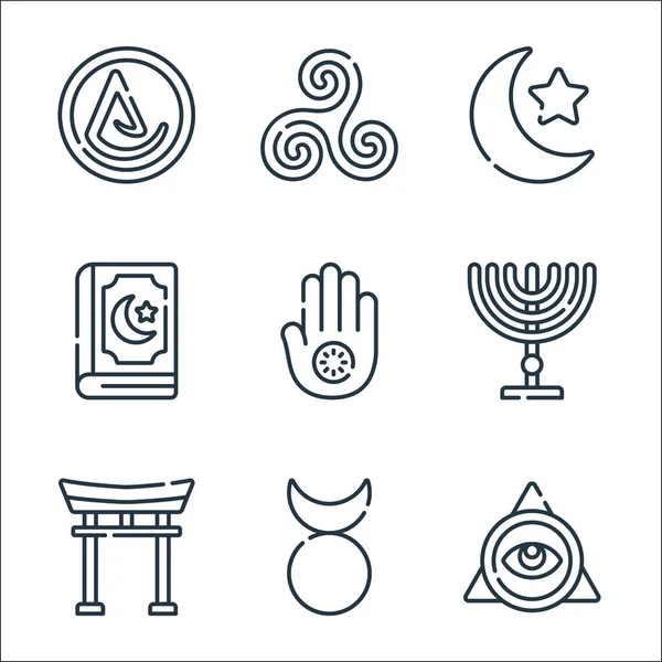 Spiritual Symbols Line Icons Linear Set Quality Vector Line Set — Stock Vector