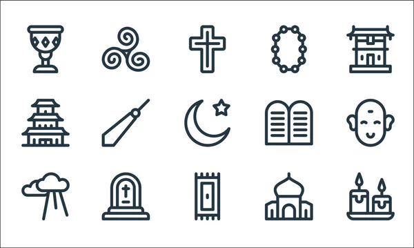 Iconos Línea Espiritual Conjunto Lineal Conjunto Línea Vectores Calidad Como — Vector de stock