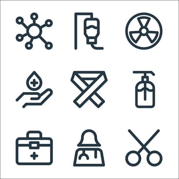 Medical Items Line Icons Linear Set Quality Vector Line Set — Stock Vector