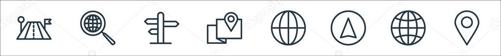 navigation line icons. linear set. quality vector line set such as location pin, worldwide, gps, worldwide, map point, direction, comunications