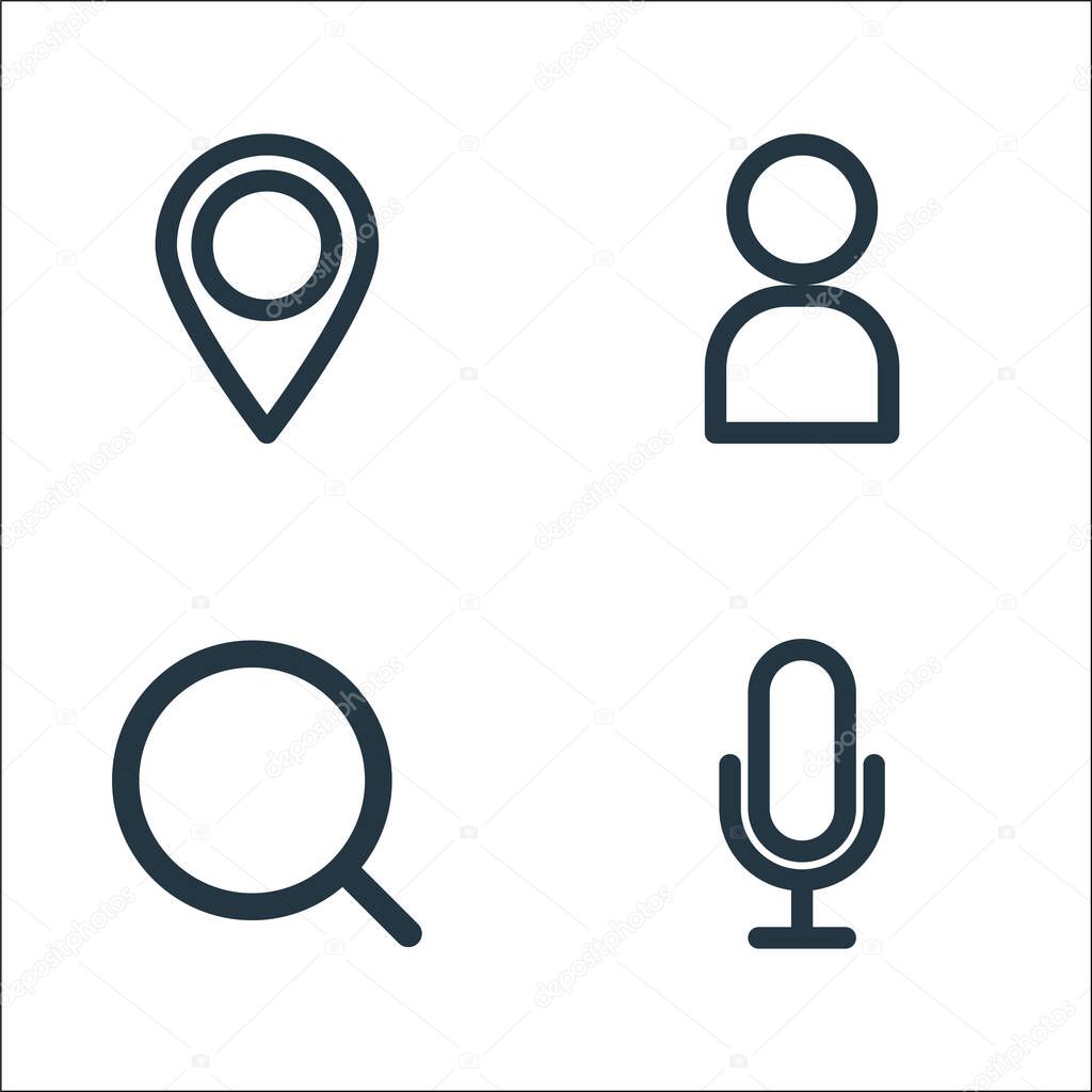 multimedia line icons. linear set. quality vector line set such as voice, search, user