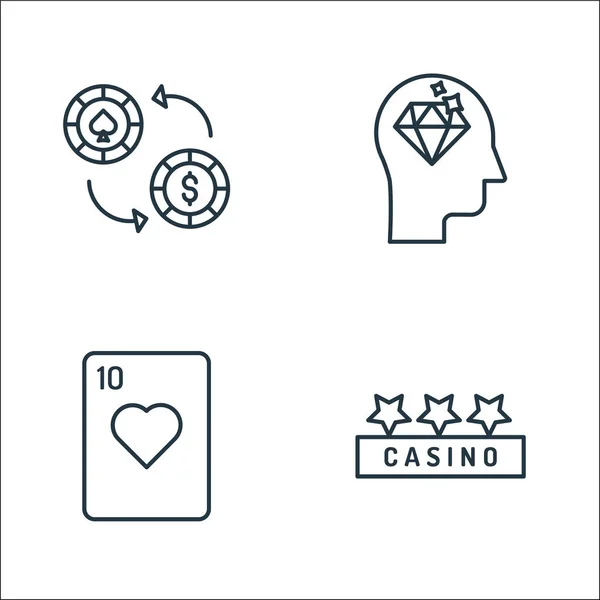 Icônes Ligne Casino Set Linéaire Ensemble Ligne Vectorielle Qualité Tels — Image vectorielle