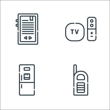 Elektronik hat simgeleri. Doğrusal küme. kalite vektör çizgisi: telsiz, buzdolabı, uzaktan kumanda