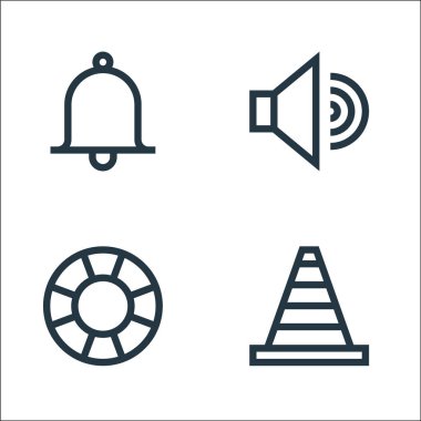 Web esasları çizgi simgeleri. Doğrusal küme. koni, cankurtaran, ses gibi kalite vektör çizgisi kümesi