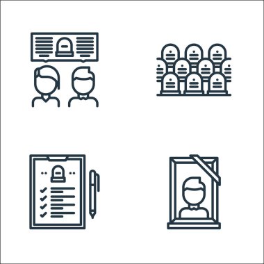 Cenaze töreni simgeleri. Doğrusal küme. Fotoğraf, cenaze, mezarlık gibi kalite vektör çizgileri