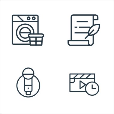 Ev çizgisi simgelerinde kalın. Doğrusal küme. Film, karaoke, yazma gibi kalite vektör çizgisi