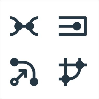 Grafik tasarım çizgisi simgeleri. Doğrusal küme. Düğüm, düğüm, düğüm gibi kalite vektör çizgisi kümesi