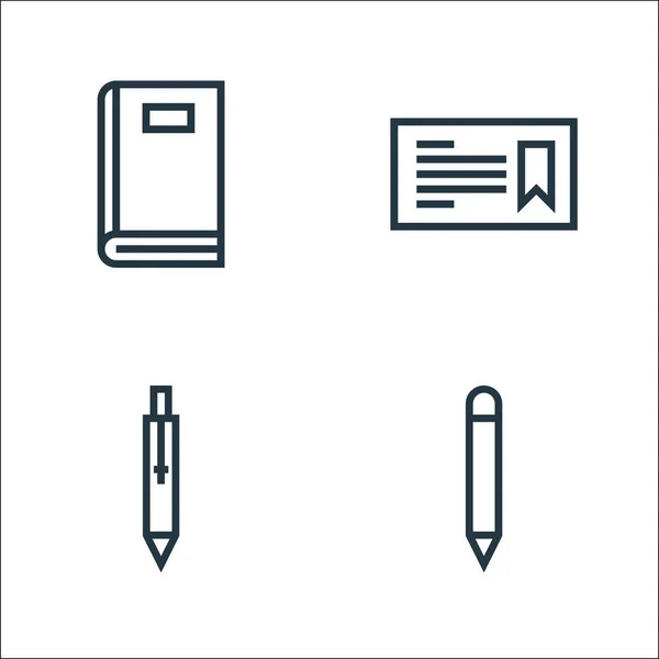 Bildungs Symbole Lineares Set Qualitätsvektorzeilenset Wie Bleistift Stift Zertifikat — Stockvektor