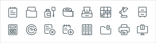 Work Office Supply Line Icons Linear Set Quality Vector Line — Stock Vector