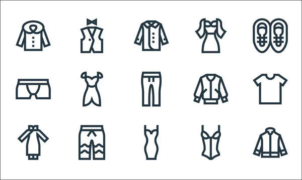 Wäscheleine Symbole Lineares Set Qualitätsvektorlinien Set Wie Jacke Kleid Chinesisches — Stockvektor