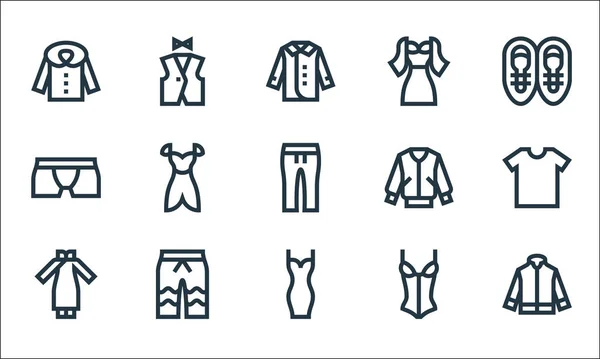 Iconos Línea Ropa Conjunto Lineal Conjunto Línea Vectorial Calidad Como — Archivo Imágenes Vectoriales