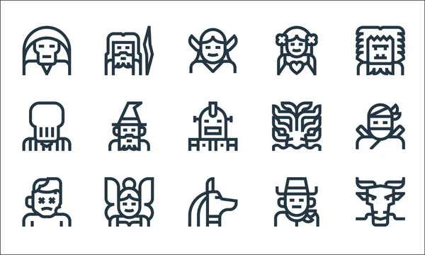 Fantastic Characters Line Icons Линейное Множество Набор Векторных Линий Качества — стоковый вектор