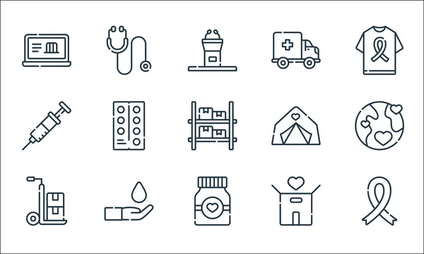 Charity Line Icons Linear Set Quality Vector Line Set Charity — Stock Vector