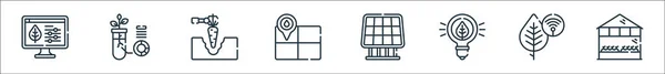Smart Farm Line Symbole Lineares Set Qualitätsvektorleitungssatz Wie Haus Smart — Stockvektor