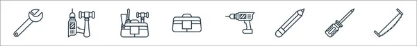 Iconos Línea Carpintería Conjunto Lineal Conjunto Línea Vectores Calidad Tales — Archivo Imágenes Vectoriales