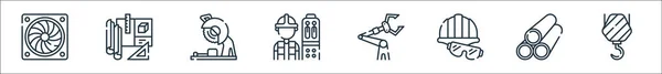Symbole Für Industrielle Prozesslinien Lineares Set Qualitätsvektorleitungssatz Wie Haken Rohre — Stockvektor