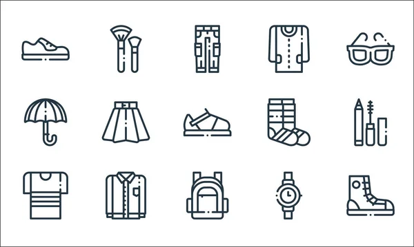 Fashion Line Icons Linear Set Quality Vector Line Set Sneakers — Stock Vector