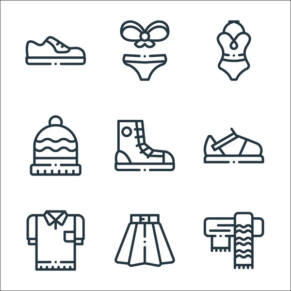 Fashion Line Icons Linear Set Quality Vector Line Set Scarf — Stock Vector