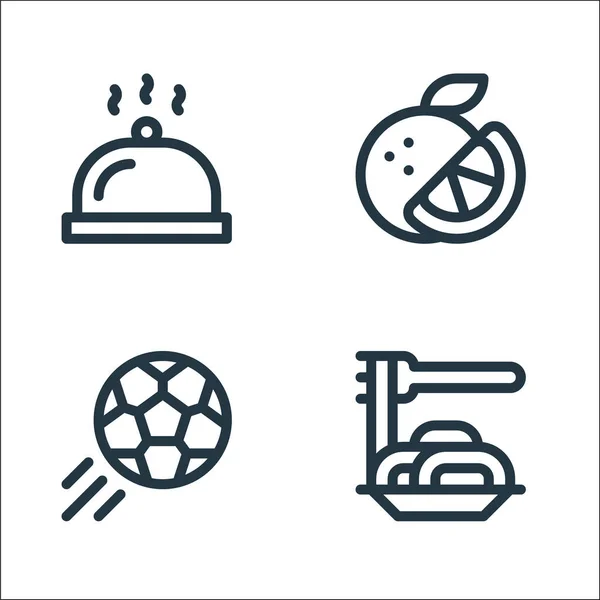 Italien Line Icons Lineares Set Qualitätsvektorliniensatz Wie Spaghetti Fußball Orange — Stockvektor