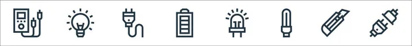 Електричні Інструменти Лінійні Піктограми Лінійний Набір Набір Якісних Векторних Ліній — стоковий вектор