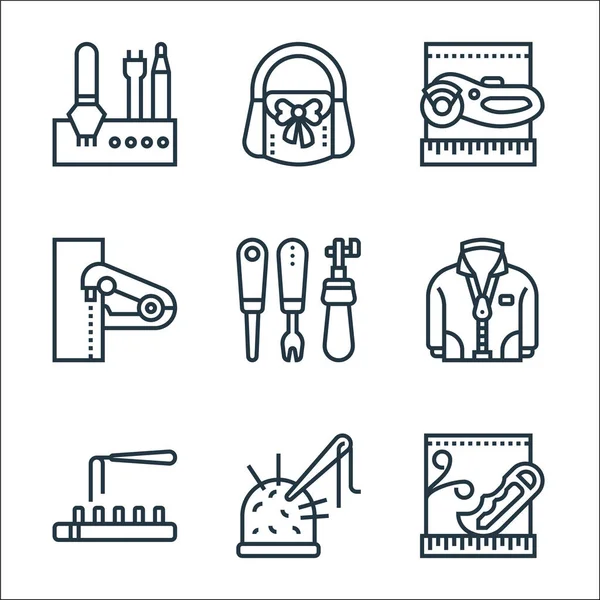 Sewing Equipment Line Icons Linear Set Quality Vector Line Set — Stock Vector