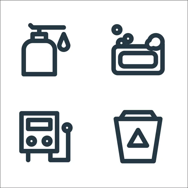 Badezimmerzeile Symbole Lineares Set Qualitätsvektorleitungsset Wie Müll Warmwasserbereiter Seife — Stockvektor