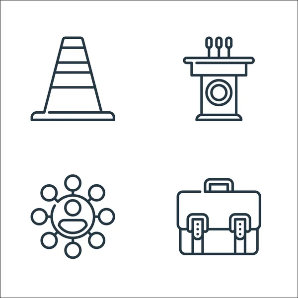 Iconos Línea Gestión Conjunto Lineal Conjunto Línea Vectorial Calidad Como — Vector de stock