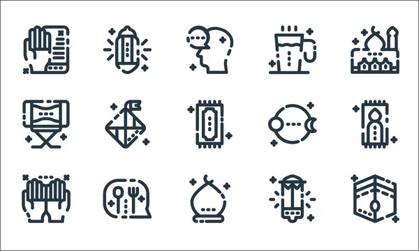 Ramadan Kareem Line Icons Linear Set Quality Vector Line Set — Stock Vector