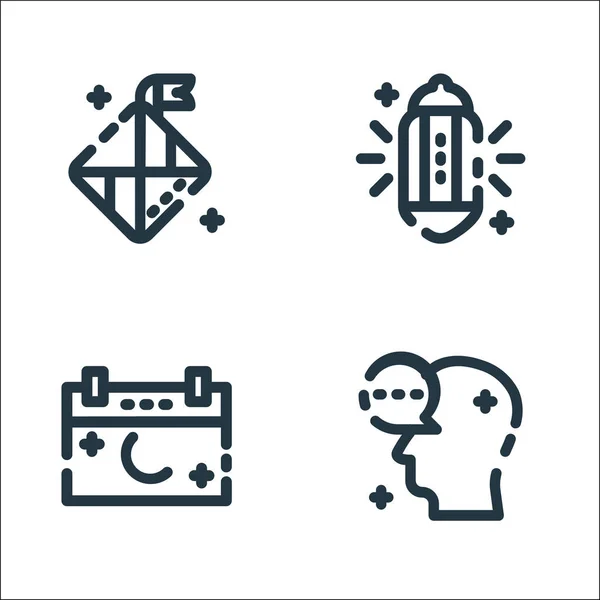 Ramadan Kareem Line Icons Linear Set Quality Vector Line Set — Stock Vector