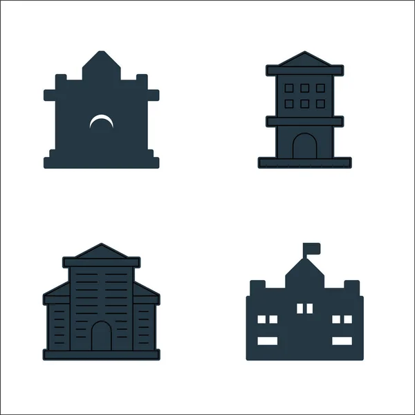 Building Line Icons Linear Set Quality Vector Line Set Government — Stock Vector