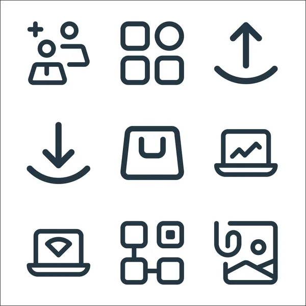 Myicon Una Línea Iconos Conjunto Lineal Conjunto Líneas Vectoriales Calidad — Vector de stock