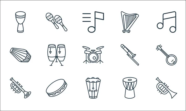 Instrumentos Música Iconos Línea Conjunto Lineal Conjunto Línea Vectorial Calidad — Archivo Imágenes Vectoriales