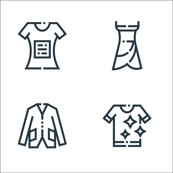 Ropa Prendas Vestir Iconos Línea Conjunto Lineal Conjunto Línea Vectorial — Archivo Imágenes Vectoriales