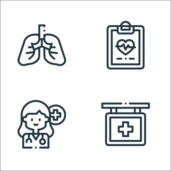 Medicine Line Icons Linear Set Quality Vector Line Set Hospital — Stock Vector