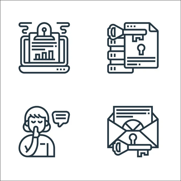 Iconos Línea Información Confidencial Conjunto Lineal Conjunto Líneas Vectoriales Calidad — Vector de stock